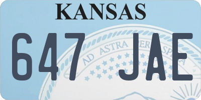 KS license plate 647JAE