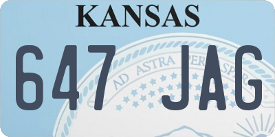 KS license plate 647JAG
