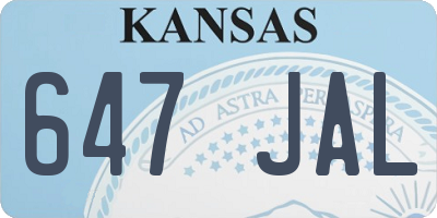 KS license plate 647JAL