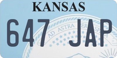 KS license plate 647JAP