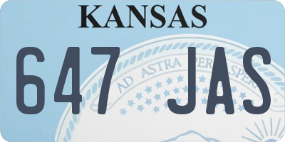 KS license plate 647JAS
