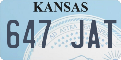 KS license plate 647JAT