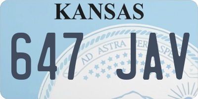 KS license plate 647JAV