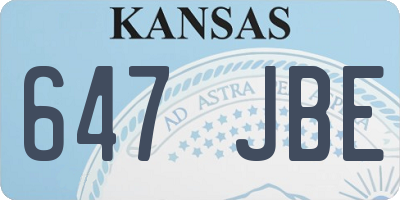 KS license plate 647JBE
