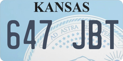 KS license plate 647JBT