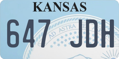 KS license plate 647JDH