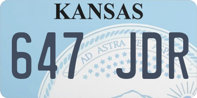 KS license plate 647JDR