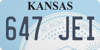 KS license plate 647JEI