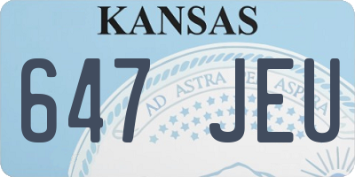 KS license plate 647JEU