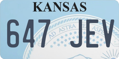 KS license plate 647JEV