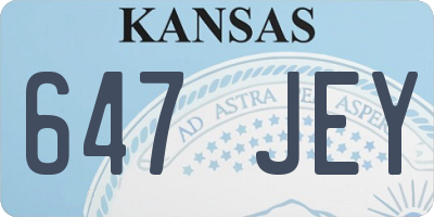 KS license plate 647JEY