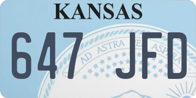 KS license plate 647JFD