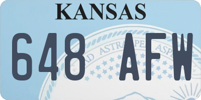 KS license plate 648AFW