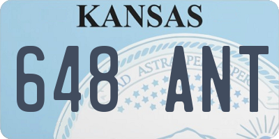 KS license plate 648ANT