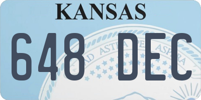 KS license plate 648DEC