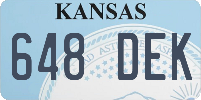 KS license plate 648DEK