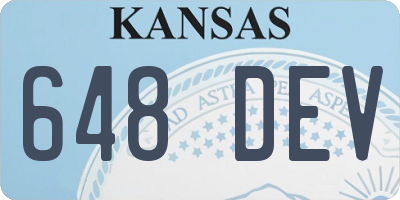 KS license plate 648DEV