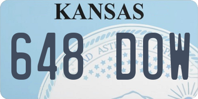 KS license plate 648DOW
