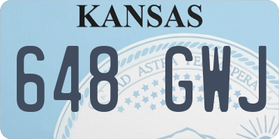 KS license plate 648GWJ