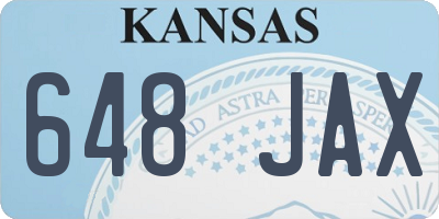 KS license plate 648JAX