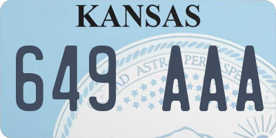 KS license plate 649AAA