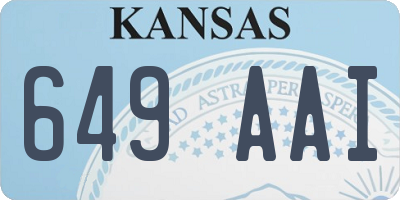 KS license plate 649AAI