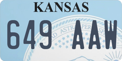 KS license plate 649AAW