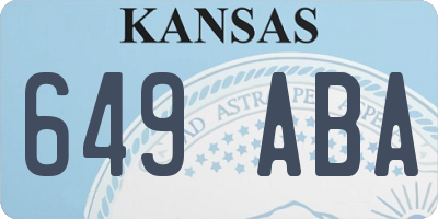 KS license plate 649ABA