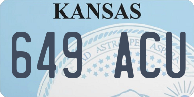 KS license plate 649ACU