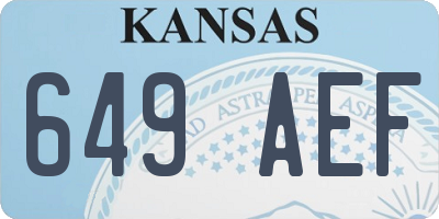 KS license plate 649AEF