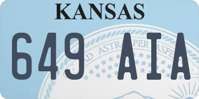 KS license plate 649AIA