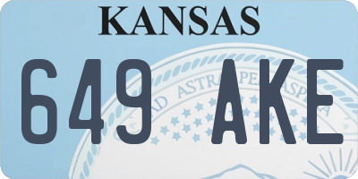 KS license plate 649AKE