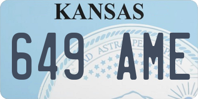 KS license plate 649AME