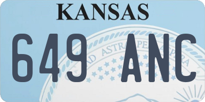 KS license plate 649ANC