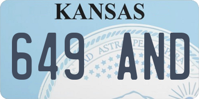KS license plate 649AND