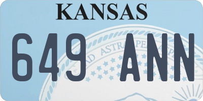 KS license plate 649ANN