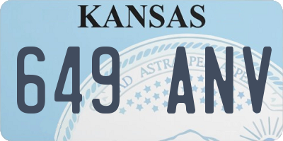 KS license plate 649ANV