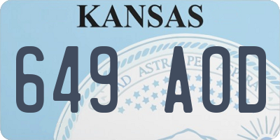 KS license plate 649AOD