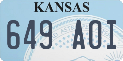 KS license plate 649AOI