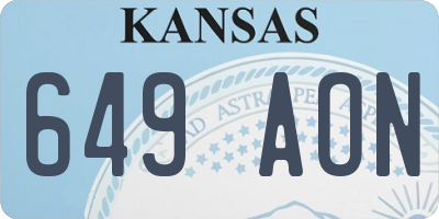 KS license plate 649AON