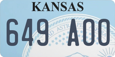 KS license plate 649AOO