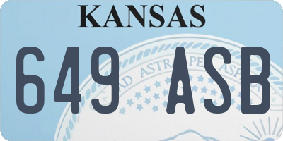 KS license plate 649ASB