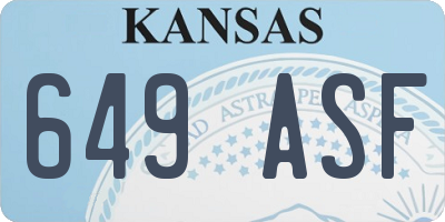 KS license plate 649ASF