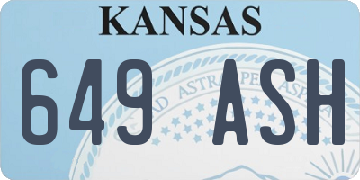 KS license plate 649ASH