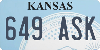 KS license plate 649ASK