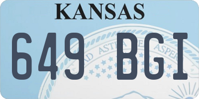 KS license plate 649BGI