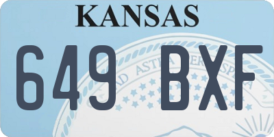 KS license plate 649BXF