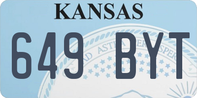 KS license plate 649BYT
