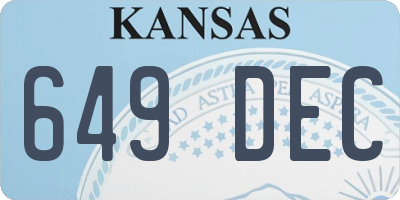 KS license plate 649DEC