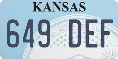 KS license plate 649DEF